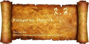 Kenyeres Henrik névjegykártya